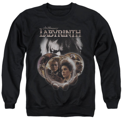 Labyrinth Globes Mens Crewneck Sweatshirt Black Officially Licensed