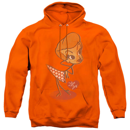 I Love Lucy Vintage Doll Mens Hoodie Orange Officially Licensed