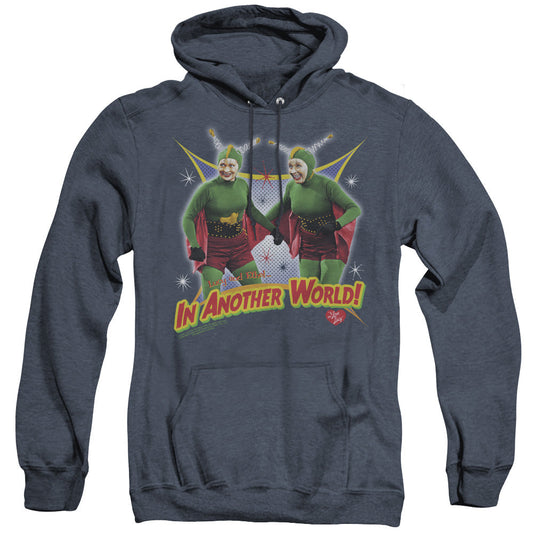 I Love Lucy In Another World Heather Mens Hoodie Navy Officially Licensed