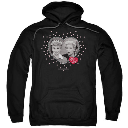 I Love Lucy Hearts And Dots Mens Hoodie Black Officially Licensed