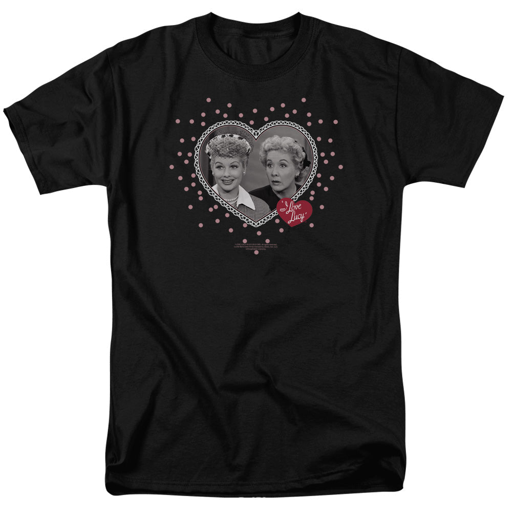 I Love Lucy Hearts And Dots Mens T Shirt Black Officially Licensed