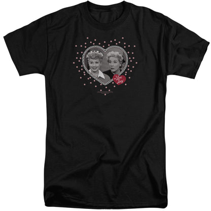 I Love Lucy Hearts And Dots Mens Tall T Shirt Black Officially Licensed