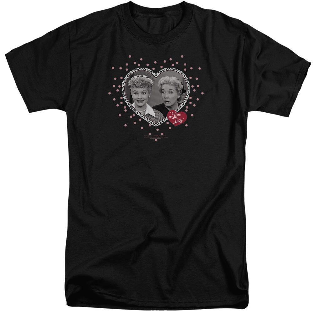 I Love Lucy Hearts And Dots Mens Tall T Shirt Black Officially Licensed