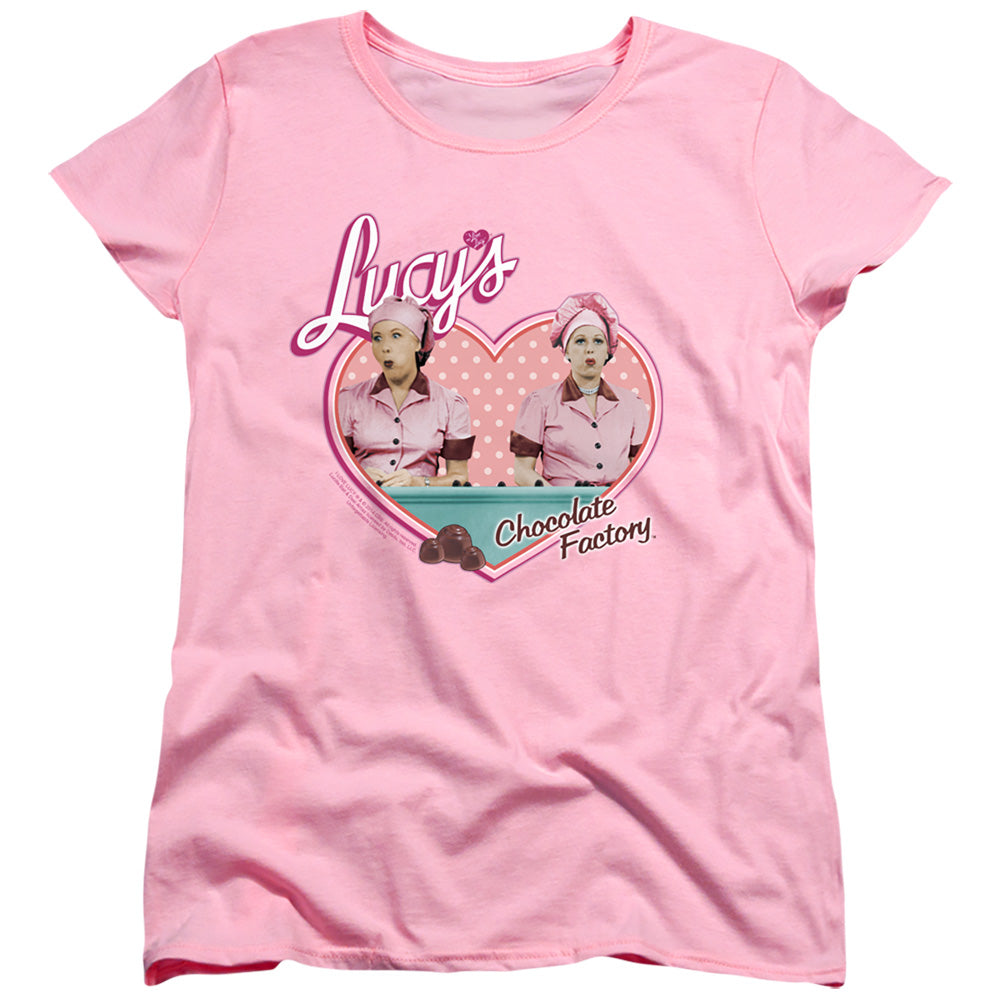 I Love Lucy Chocolate Factory Womens T Shirt Pink Officially Licensed