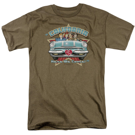 I Love Lucy California Here We Come Mens T Shirt Safari Green Officially Licensed