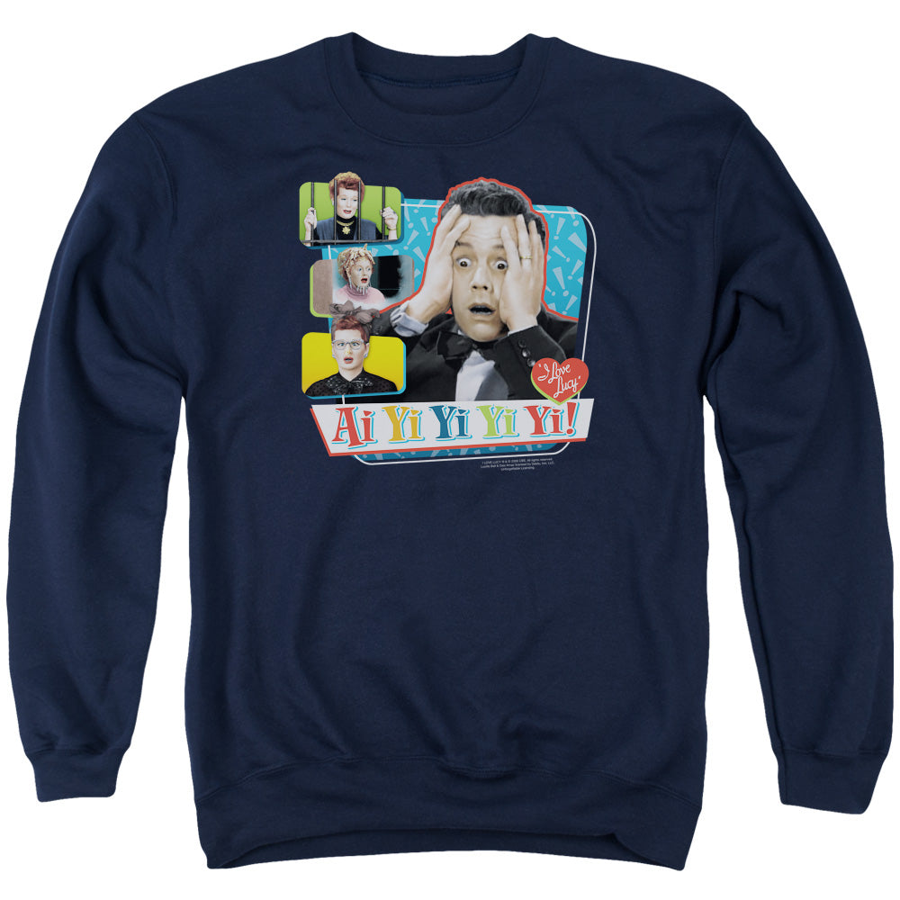 I Love Lucy Ai Yi Yi Yi Yi Mens Crewneck Sweatshirt Navy Blue Officially Licensed