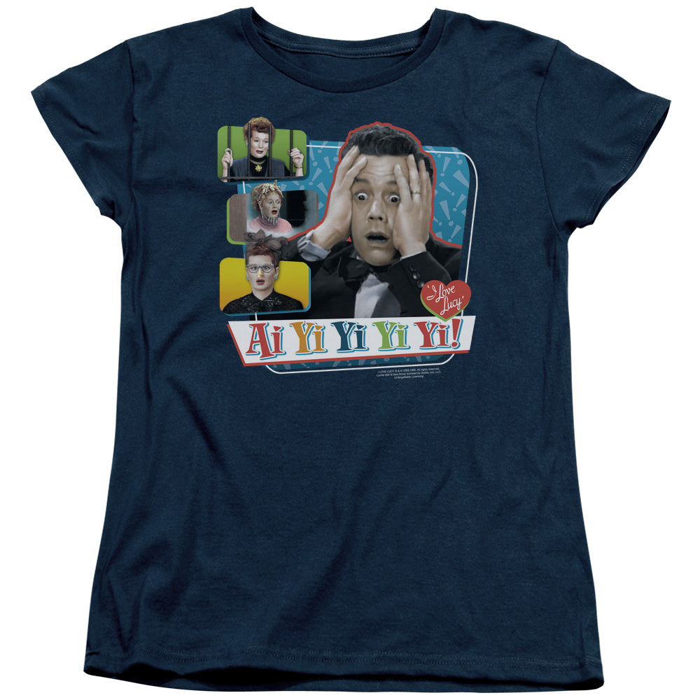 I Love Lucy Ai Yi Yi Yi Yi Womens T Shirt Navy Blue Officially Licensed