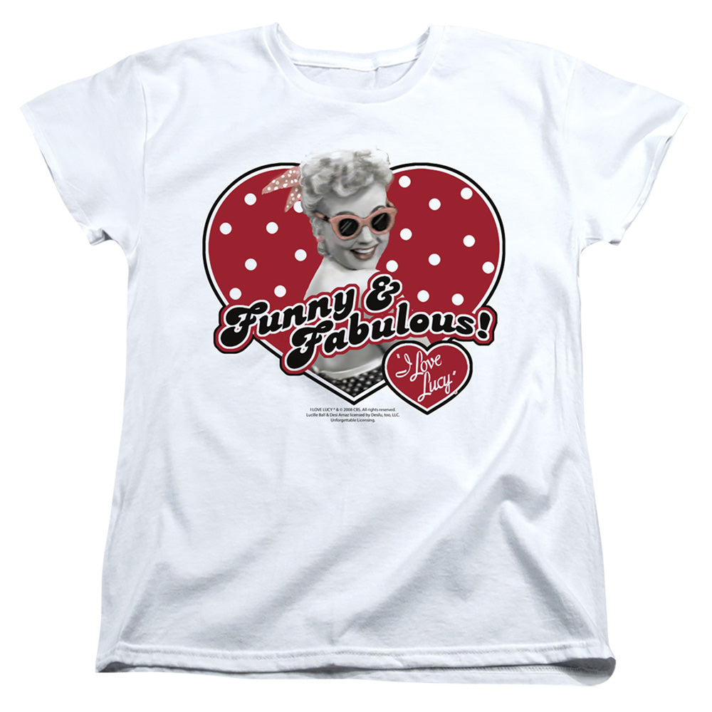 I Love Lucy Funny and Fabulous Womens White S S Tee Womens T Shirt White Officially Licensed
