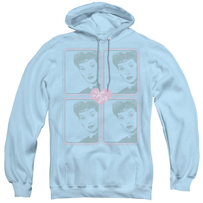 I Love Lucy Lucy Squared Mens Hoodie Light Blue Officially Licensed