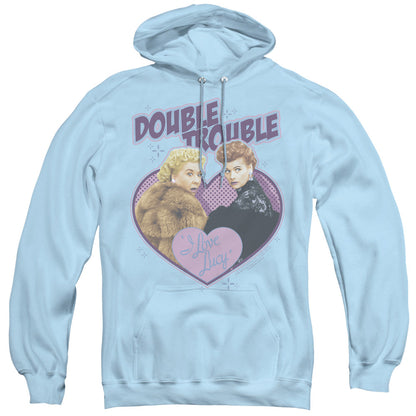 I Love Lucy Double Trouble Mens Hoodie Light Blue Officially Licensed