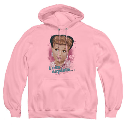 I Love Lucy I Can Explain Mens Hoodie Pink Officially Licensed