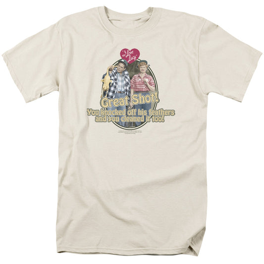 I Love Lucy Great Shot Mens T Shirt Cream Officially Licensed
