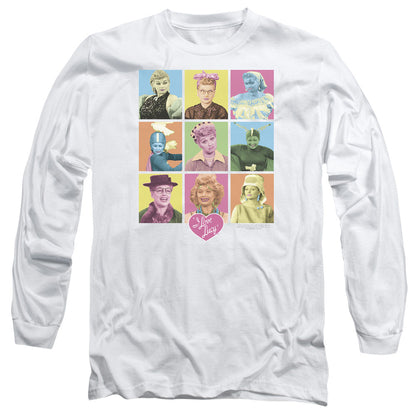 I Love Lucy So Many Faces Mens Long Sleeve Shirt White Officially Licensed Officially Licensed