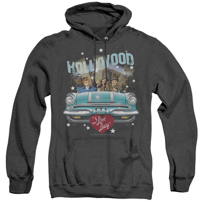 I Love Lucy Hollywood Road Trip Heather Mens Hoodie Black Officially Licensed