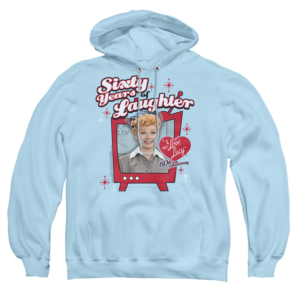 I Love Lucy 60 Years Of Laughter Mens Hoodie Light Blue Officially Licensed
