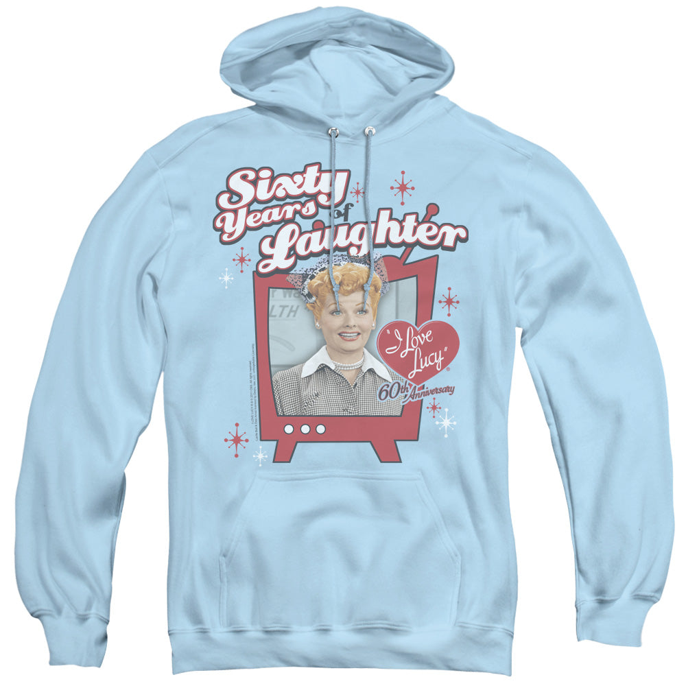I Love Lucy 60 Years Of Laughter Mens Hoodie Light Blue Officially Licensed