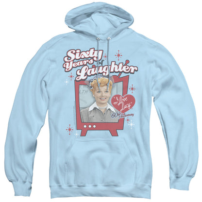 I Love Lucy 60 Years Of Laughter Mens Hoodie Light Blue Officially Licensed