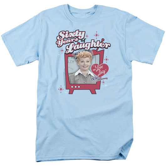 I Love Lucy 60 Years Of Laughter Mens T Shirt Light Blue Officially Licensed