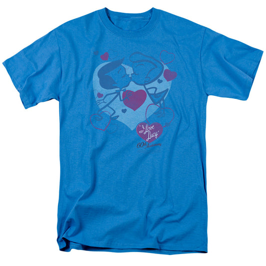 I Love Lucy Cartoon Kiss Mens T Shirt Turquoise Officially Licensed
