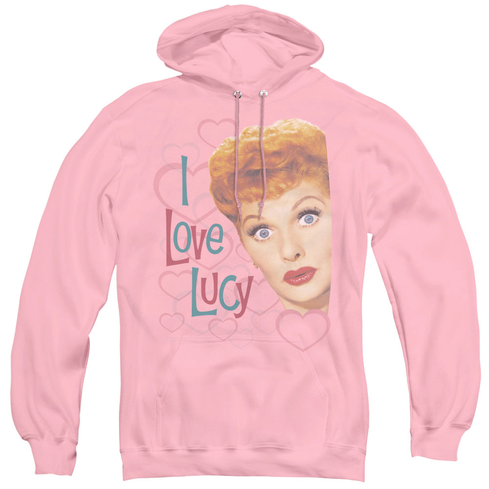 I Love Lucy Hollywood Open Hearts Mens Hoodie Pink Officially Licensed