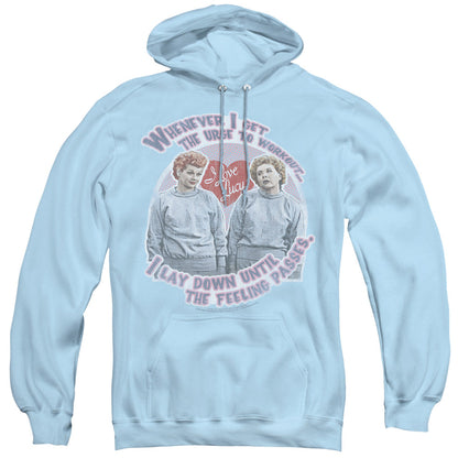 I Love Lucy Lucys Workout Mens Hoodie Light Blue Officially Licensed