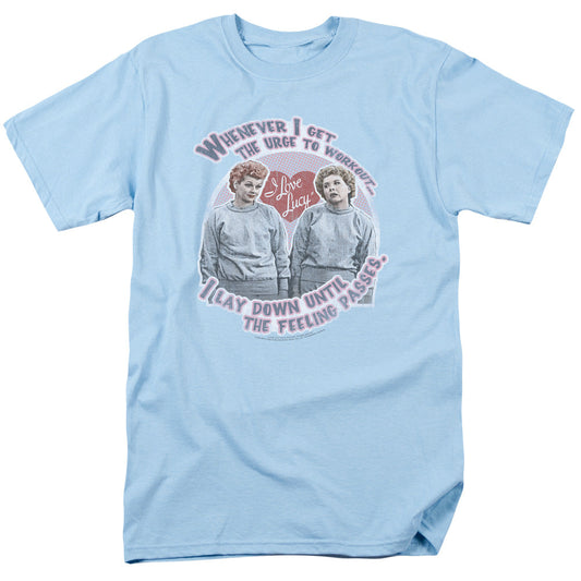 I Love Lucy Lucys Workout Mens T Shirt Light Blue Officially Licensed