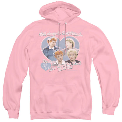 I Love Lucy Always Best Friends Mens Hoodie Pink Officially Licensed