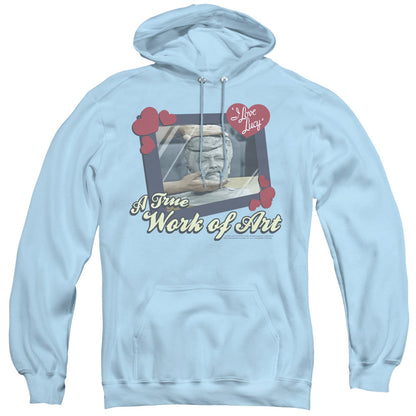I Love Lucy Work Of Art Mens Hoodie Light Blue Officially Licensed
