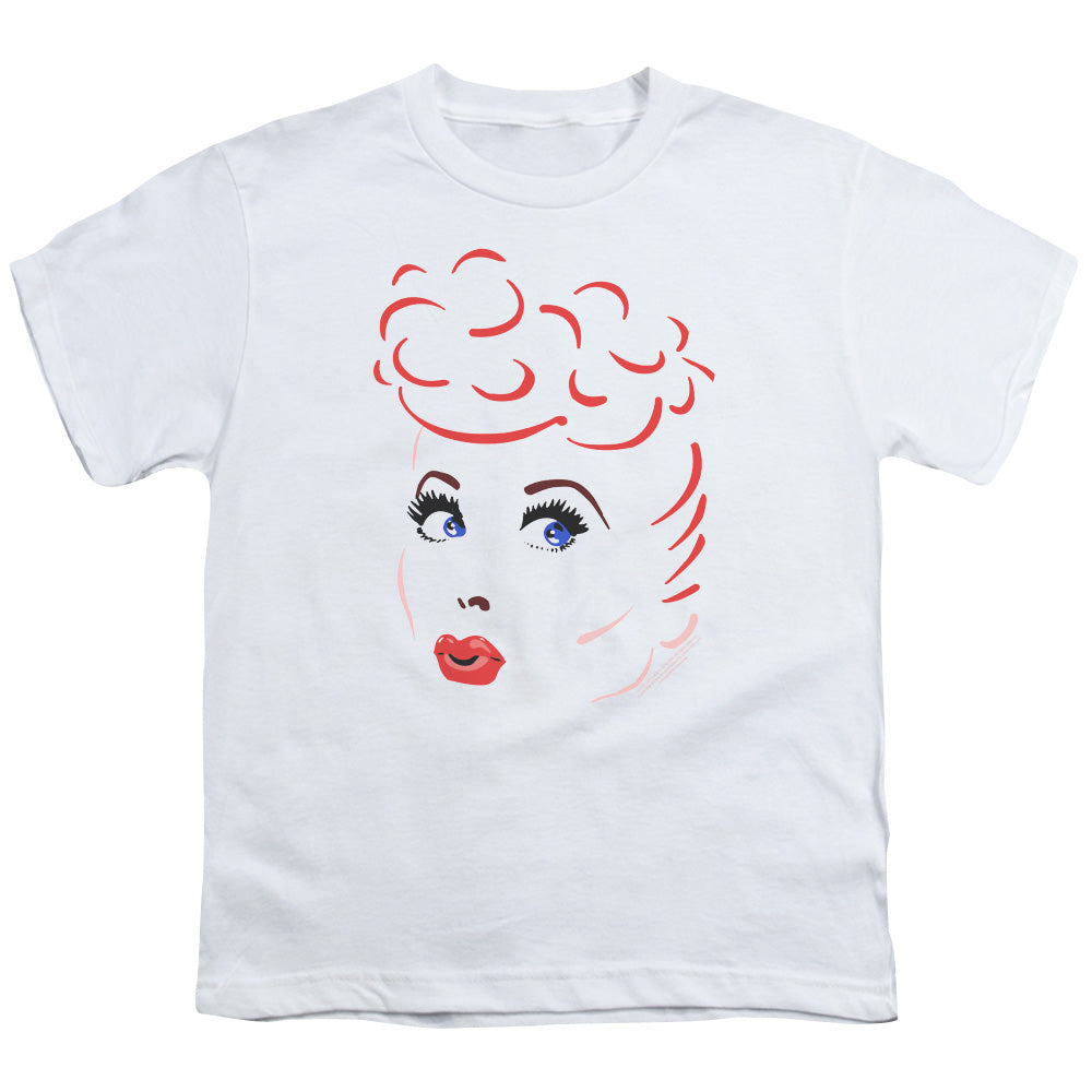 I Love Lucy Lines Face Kids Youth T Shirt White Officially Licensed