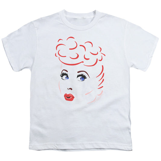 I Love Lucy Lines Face Kids Youth T Shirt White Officially Licensed