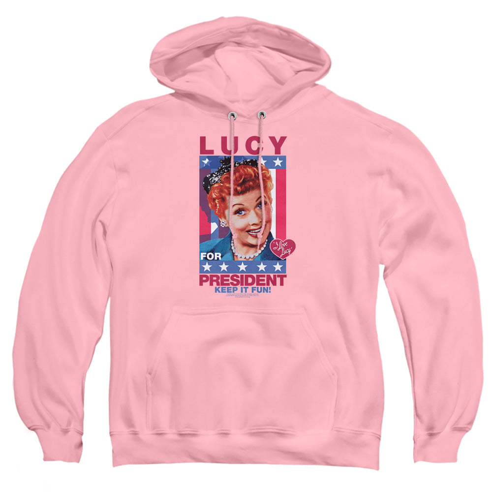 I Love Lucy For President Mens Hoodie Pink Officially Licensed