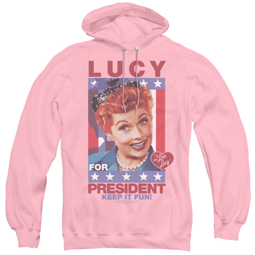 I Love Lucy For President Mens Hoodie Pink Officially Licensed