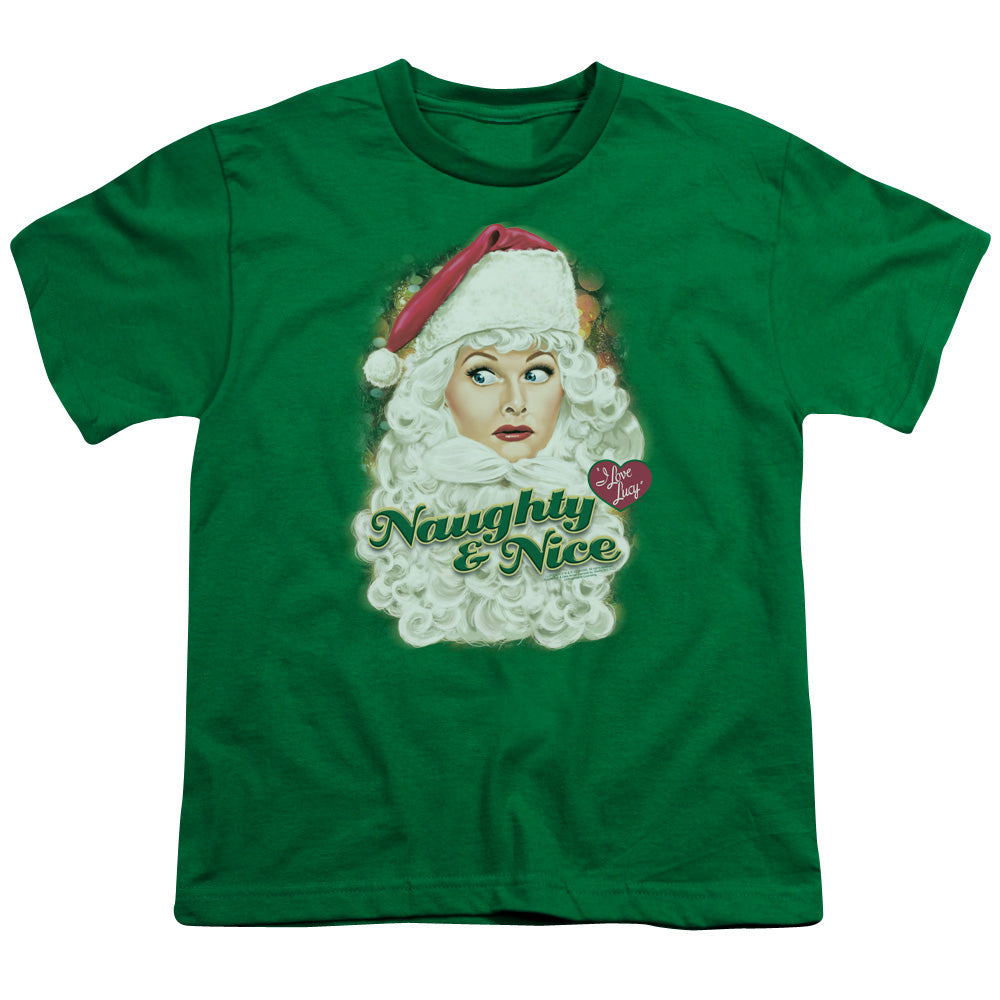 I Love Lucy Santa Kids Youth T Shirt Kelly Green Officially Licensed
