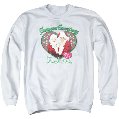 I Love Lucy Seasons Greetings Mens Crewneck Sweatshirt White Officially Licensed
