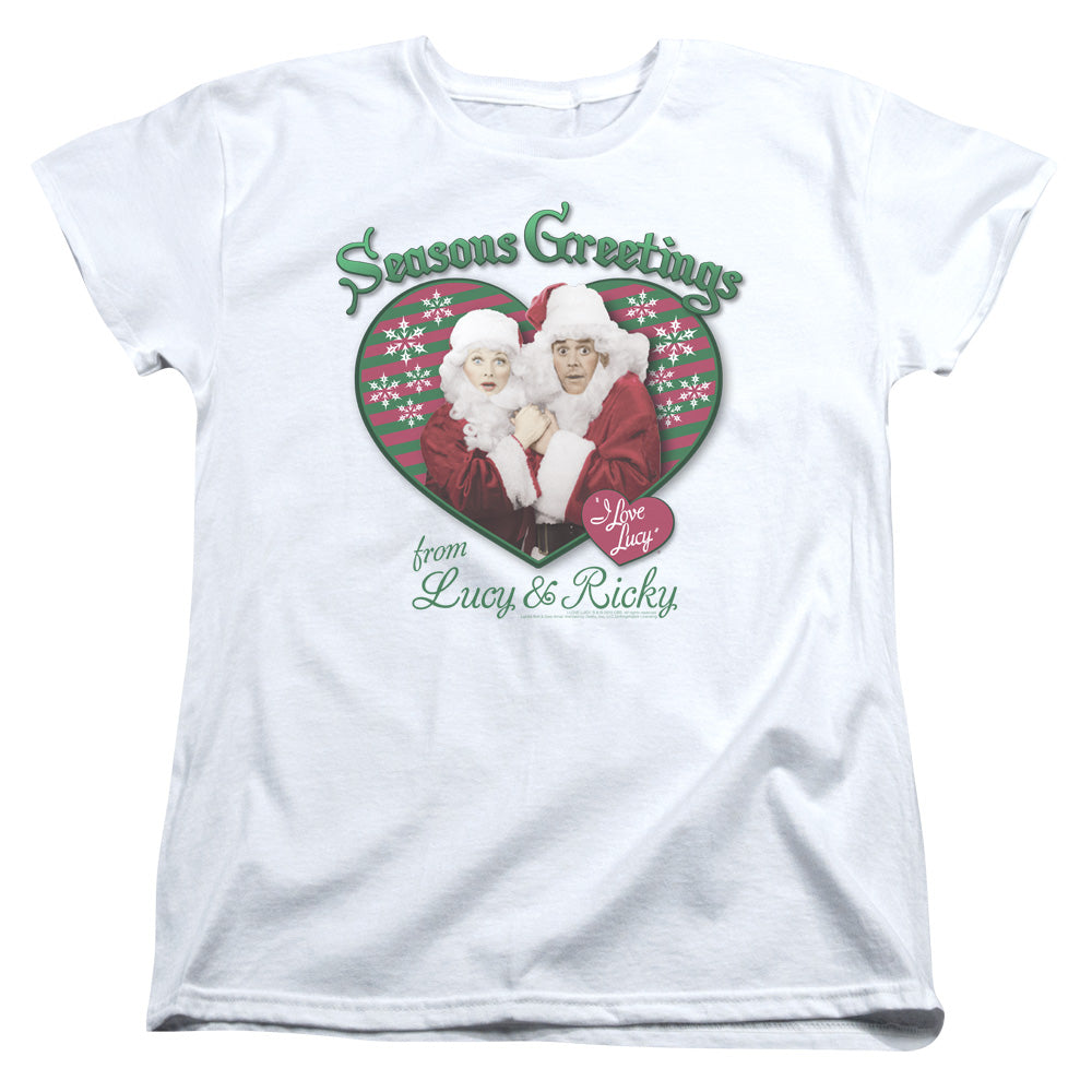 I Love Lucy Seasons Greetings Womens T Shirt White Officially Licensed