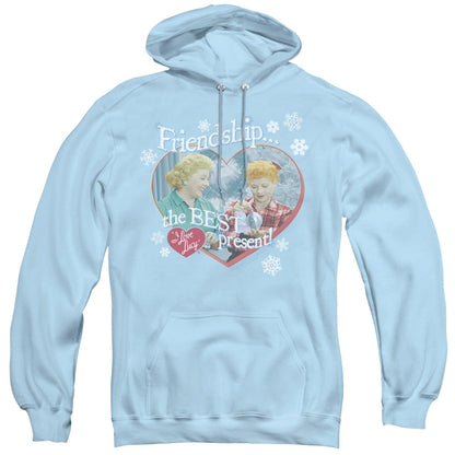I Love Lucy The Best Present Mens Hoodie Light Blue Officially Licensed