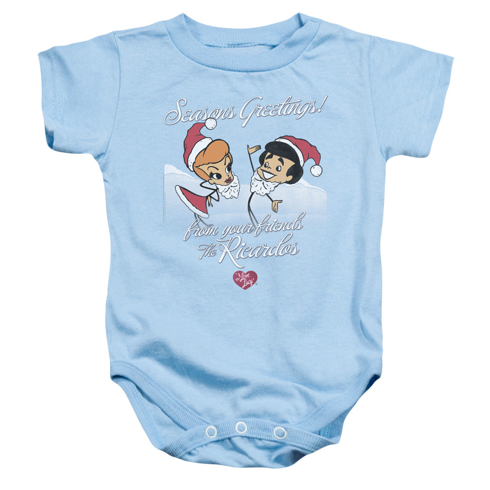 I Love Lucy Animated Christmas Infant Baby Snapsuit Light Blue Officially Licensed