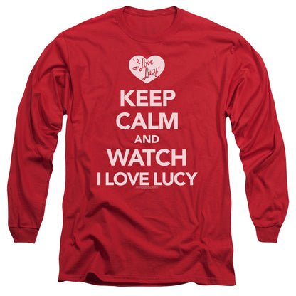 I Love Lucy Keep Calm And Watch Mens Long Sleeve Shirt Red Officially Licensed Officially Licensed