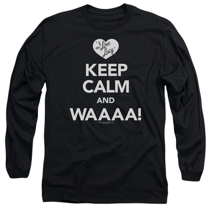I Love Lucy Keep Calm Waaa Mens Long Sleeve Shirt Black Officially Licensed Officially Licensed