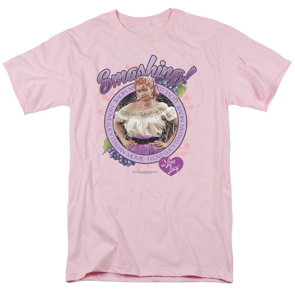 I Love Lucy Smashing Mens T Shirt Pink Officially Licensed