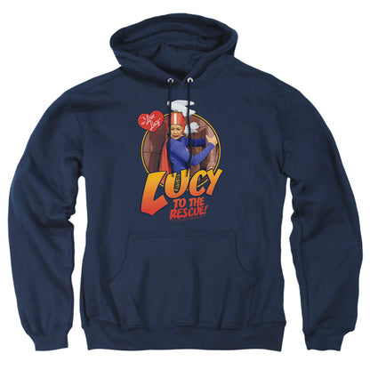 I Love Lucy To The Rescue Mens Hoodie Navy Officially Licensed