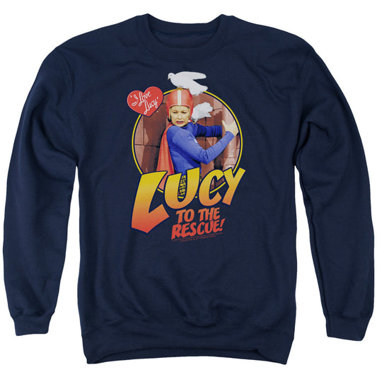 I Love Lucy To The Rescue Mens Crewneck Sweatshirt Navy Officially Licensed