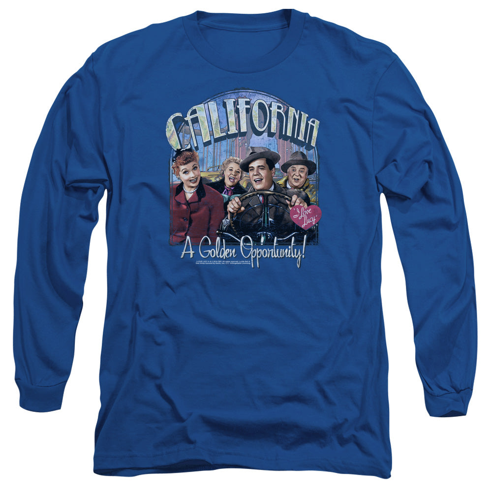 I Love Lucy Golden Opportunity Mens Long Sleeve Shirt Royal Blue Officially Licensed