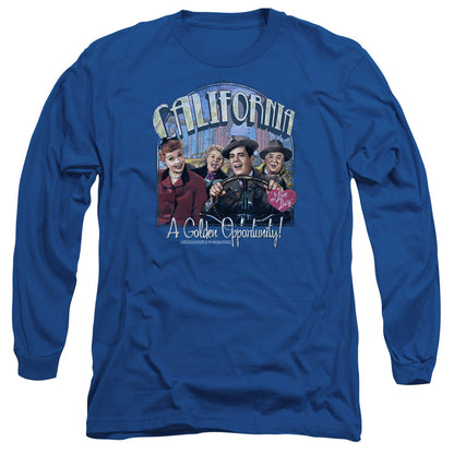 I Love Lucy Golden Opportunity Mens Long Sleeve Shirt Royal Blue Officially Licensed
