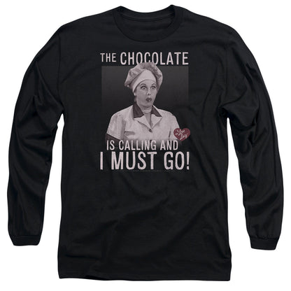 I Love Lucy Chocolate Calling Mens Long Sleeve Shirt Black Officially Licensed Officially Licensed