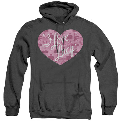 I Love Lucy Many Moods Logo Mens Heather Hoodie Black Officially Licensed