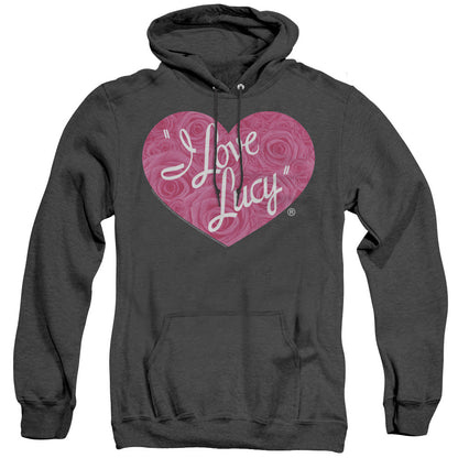 I Love Lucy Floral Logo Mens Heather Hoodie Black Officially Licensed