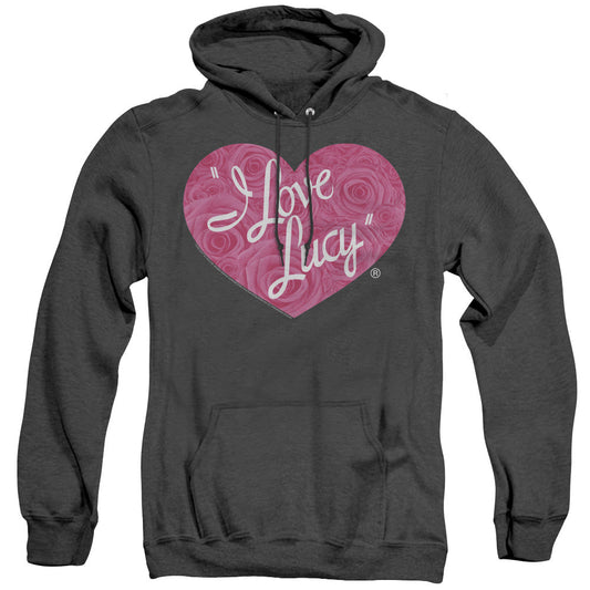 I Love Lucy Floral Logo Mens Heather Hoodie Black Officially Licensed