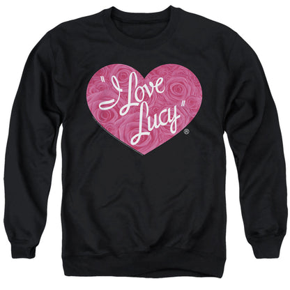 I Love Lucy Floral Logo Mens Crewneck Sweatshirt Black Officially Licensed