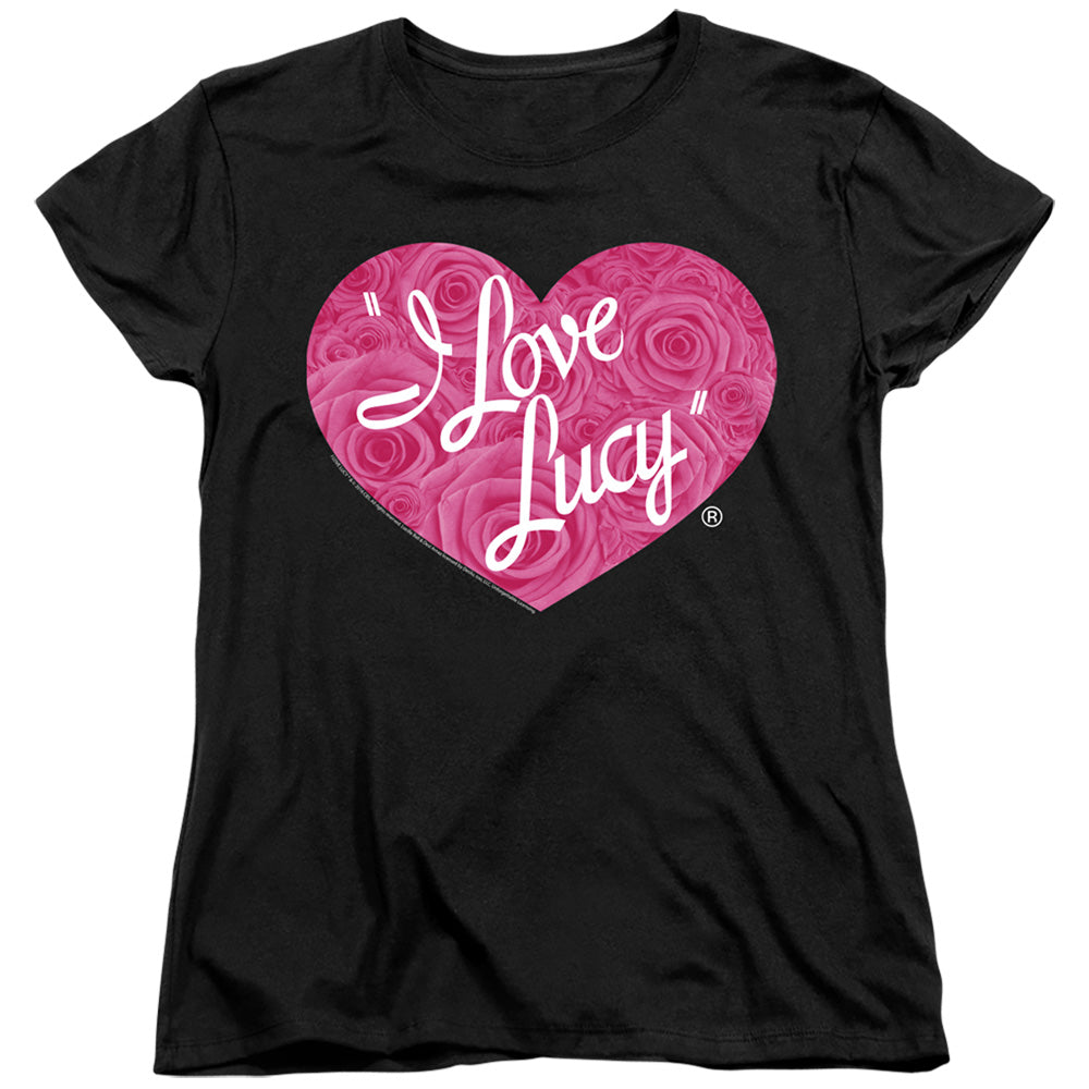 I Love Lucy Floral Logo Womens T Shirt Black Officially Licensed